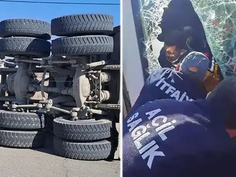 Virajı Alamayan Kamyonun Dehşet Verici Kaza Anı ve Sonrası