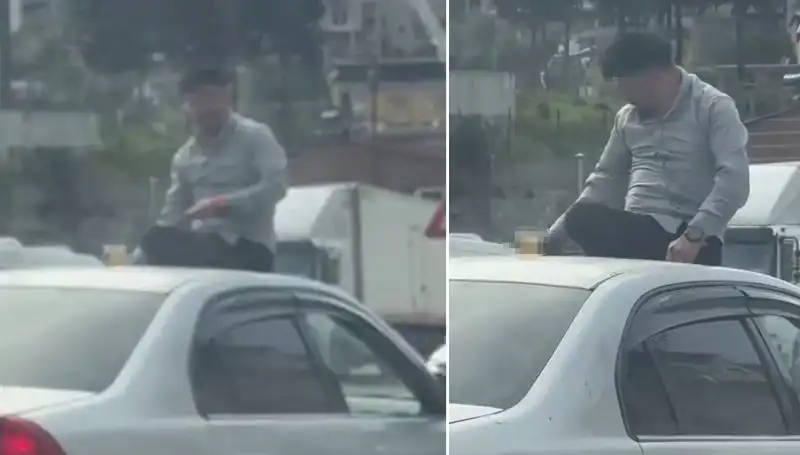 Trafikte Şaşkınlık Yaratan Olay: Otomobil Üzerinde Alem Yapan Gençler!